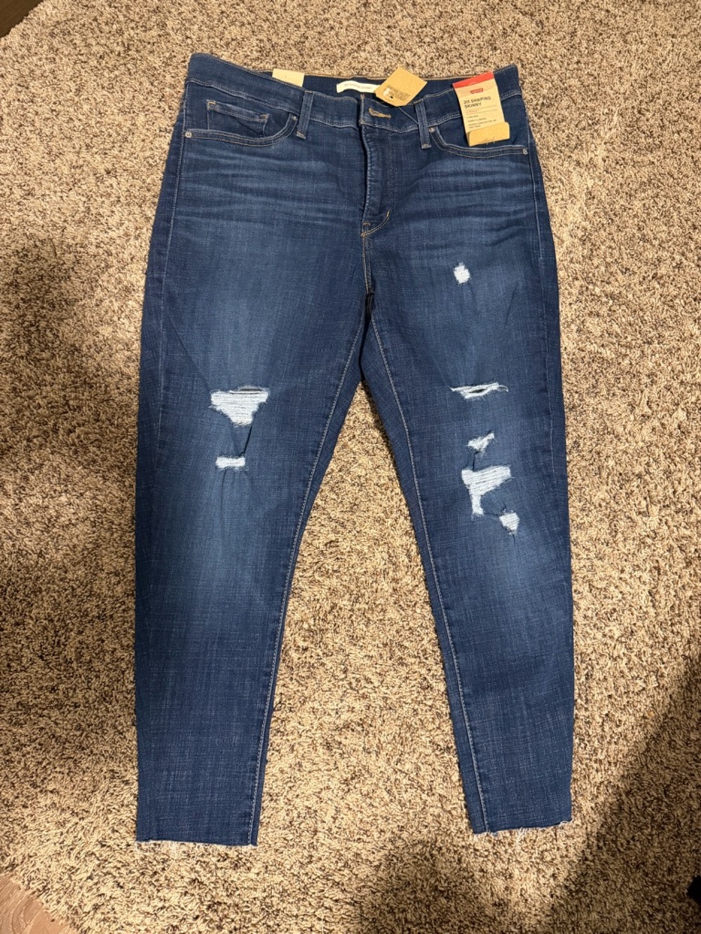 Levi's Dark Blue Distressed Skinny Jeans